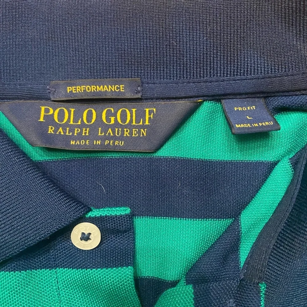 Polo Ralph Lauren Green/Pink Rugby Stripe Polo with Large Pony L